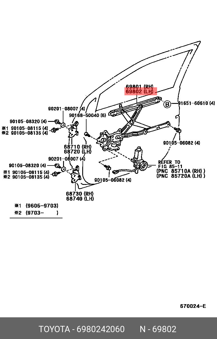 6980242060 TOYOTA СТЕКЛОПОДЪЕМНИКА МЕХАНИЗМ