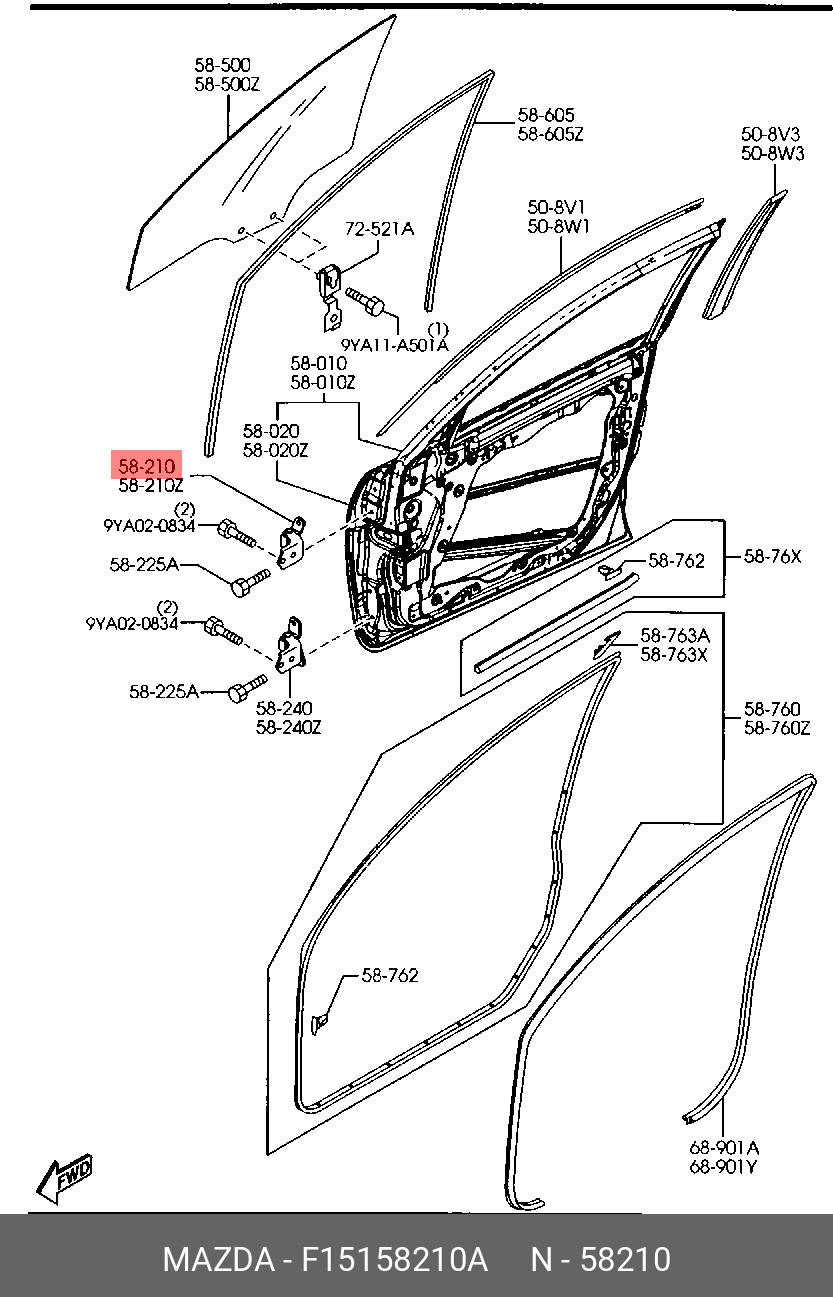 F15158210A MAZDA ПЕТЛЯ ДВЕРИ ПЕРЕДНЕЙ
