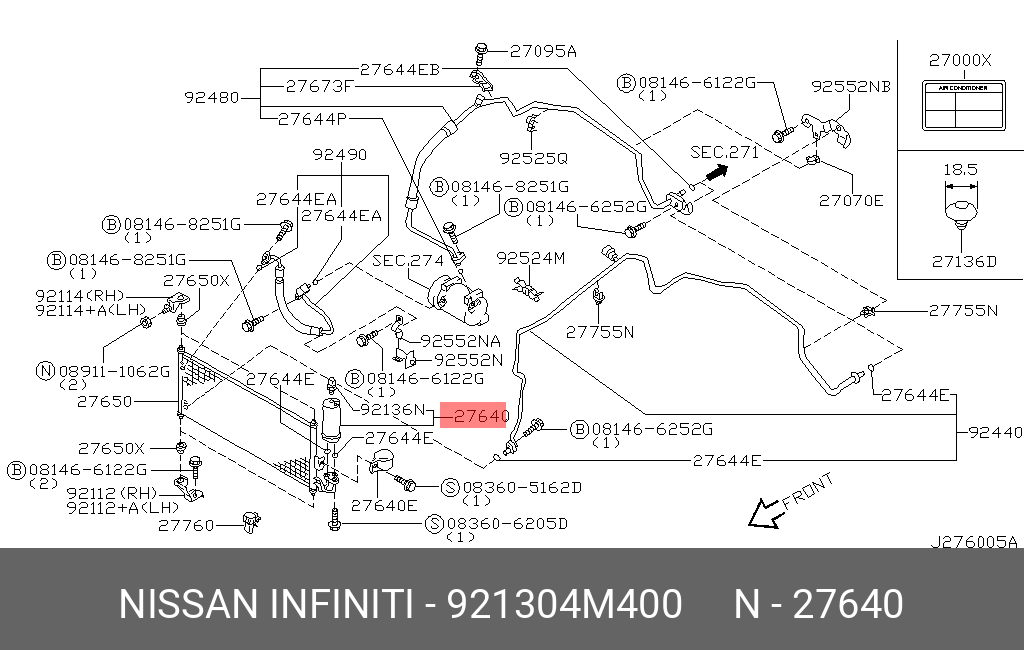 921304M400 NISSAN РЕСИВЕР-ОСУШИТЕЛЬ КОНДИЦИОНЕРА
