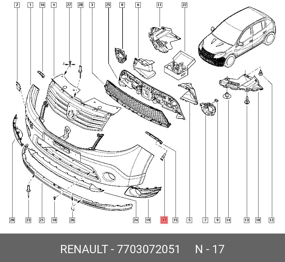7703072051 RENAULT Заклепка 4,8 Sandero Stepway