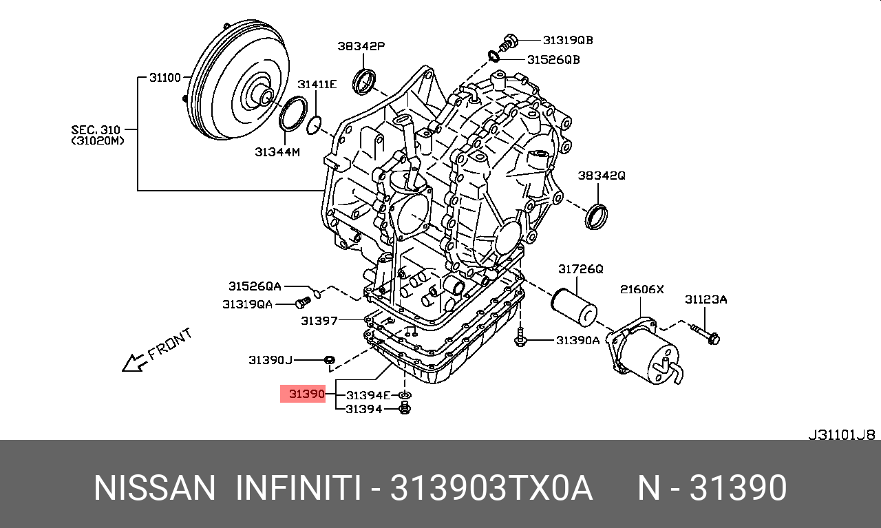 313903TX0A NISSAN ПОДДОН ДВИГАТЕЛЯ