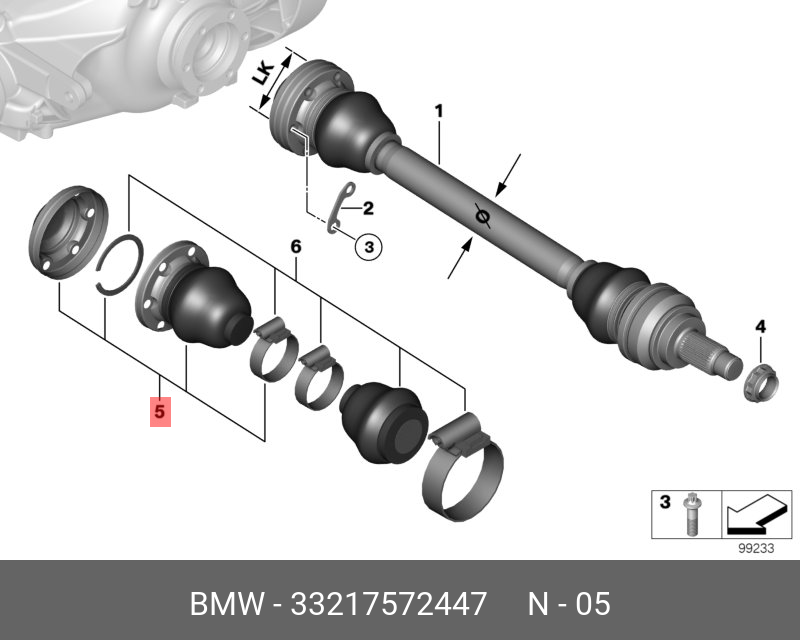 33217572447 BMW Ремонтный комплект гофрир.кожуха Внутр,REPARATURSATZ FALTENBALG INNEN,Bellow Set, drive shaft