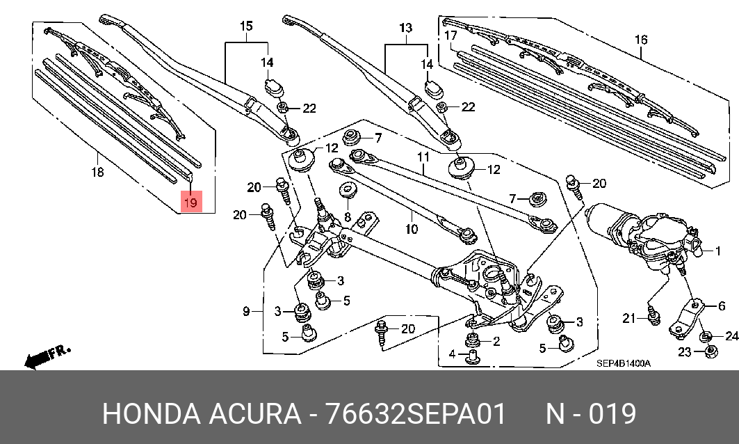 76632SEPA01 HONDA Резинка щетки стеклоочистителя