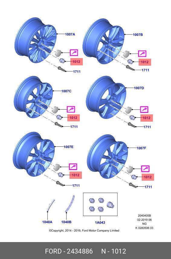 2434886 FORD ГАЙКА КОЛЕСА