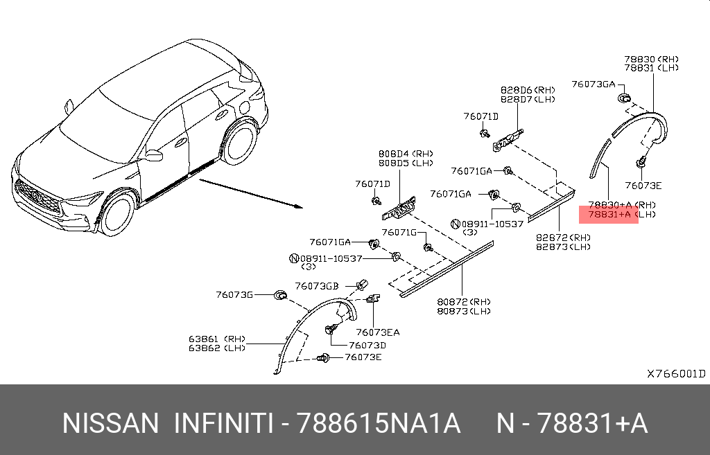 788615NA1A NISSAN MOULDING-FILLET,REAR LH