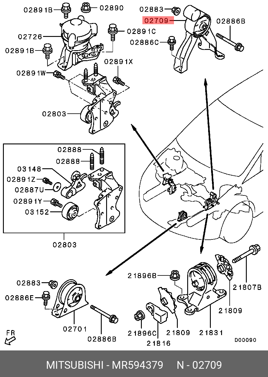 MR594379 MITSUBISHI КРОНШТЕЙН ДВИГАТЕЛЯ