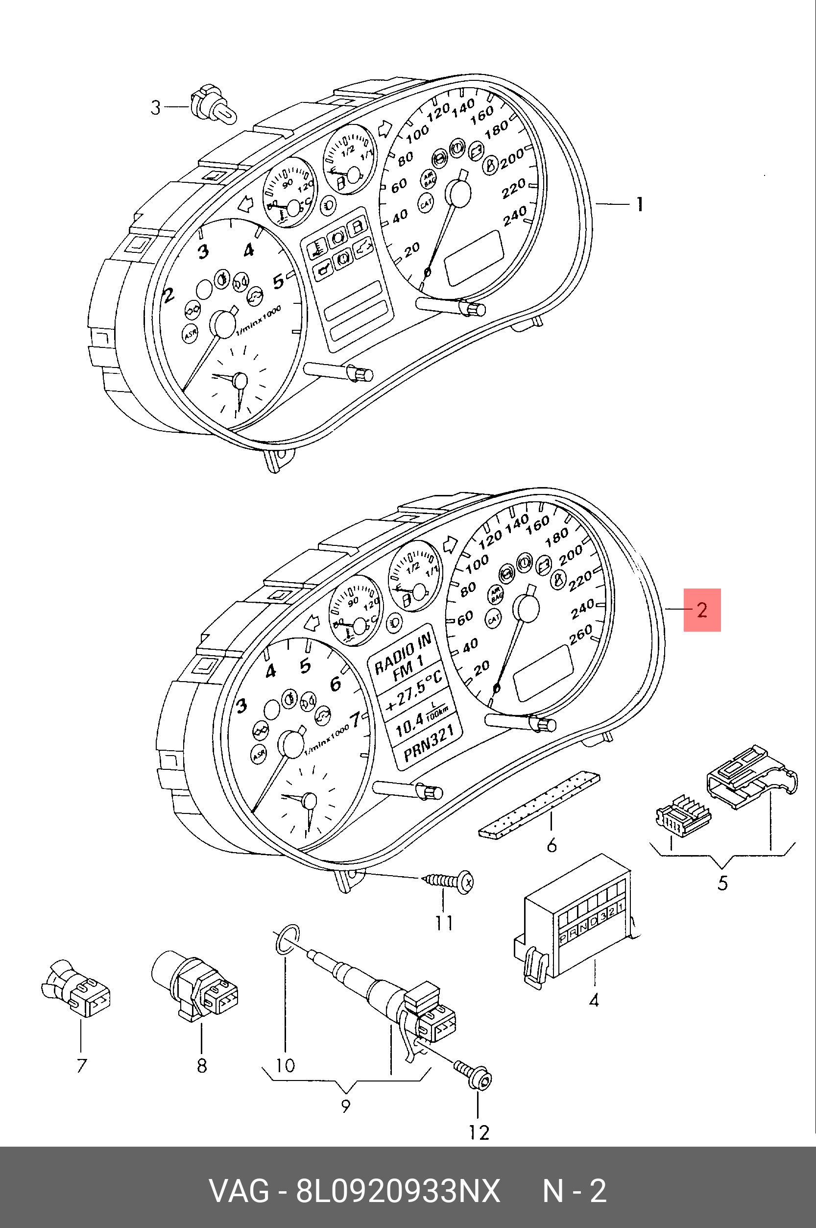 8L0920933NX VAG Комбинация приборов