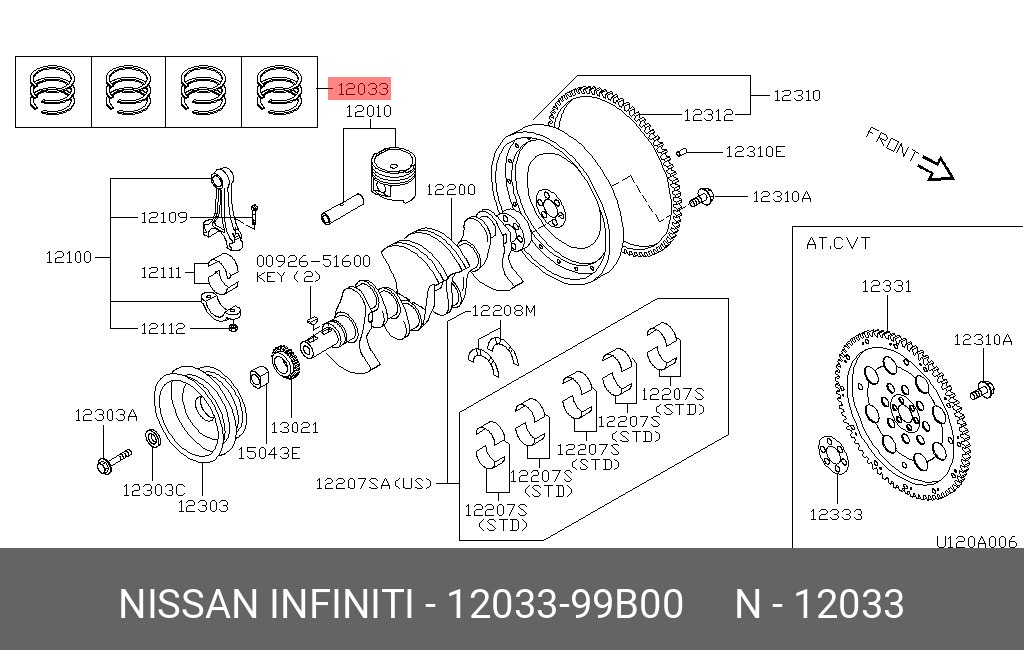 1203399B00 NISSAN Поршневое кольцо