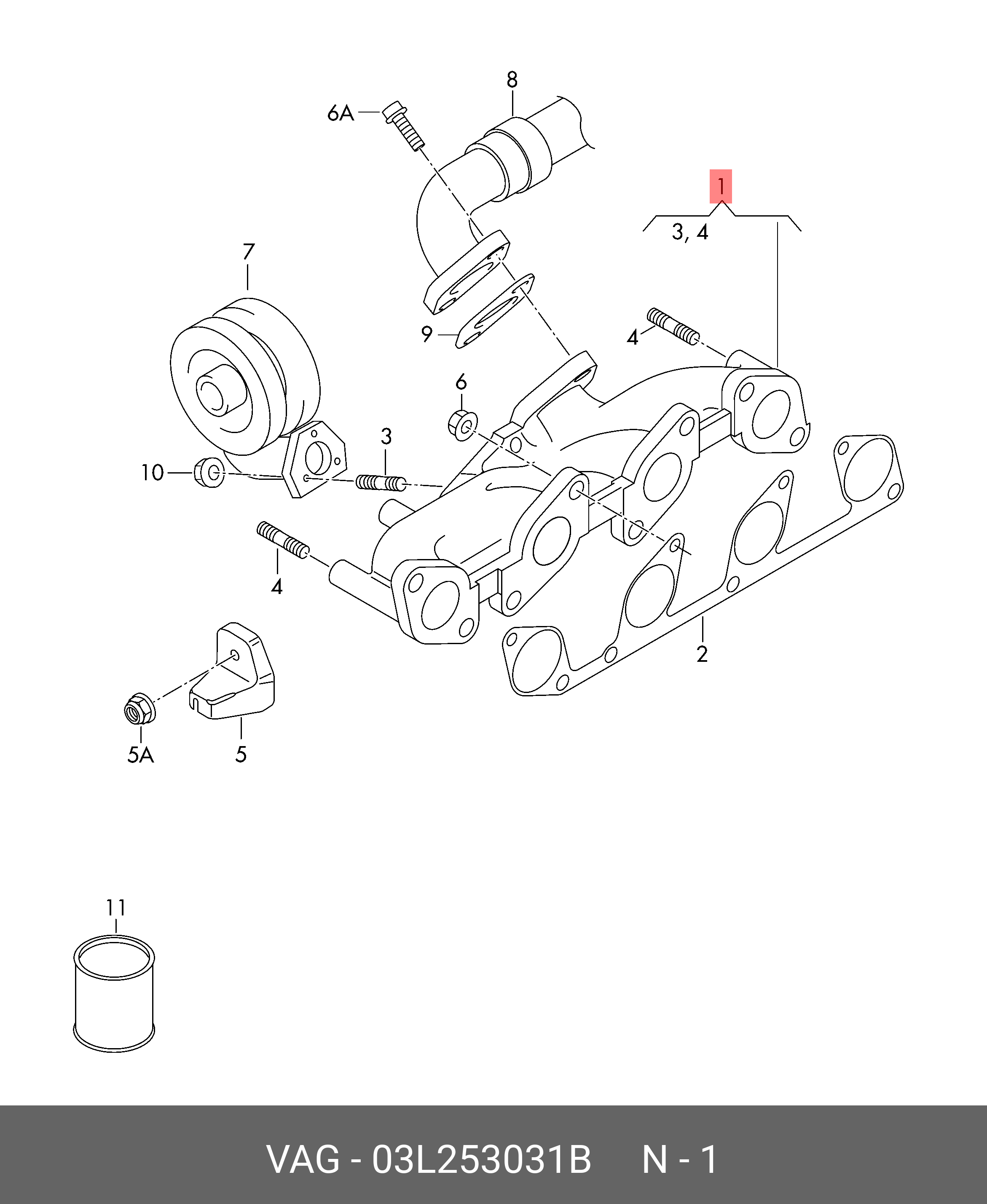 03L253031B VAG Выпускной коллектор