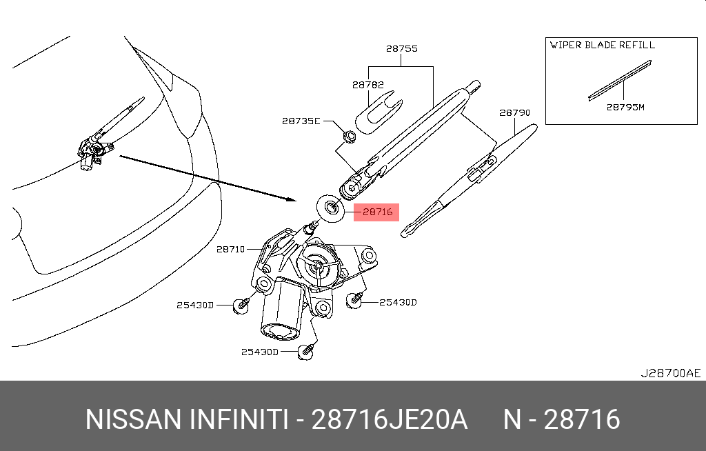 28716JE20A NISSAN ВТУЛКА ПОВОДКА СТЕКЛ