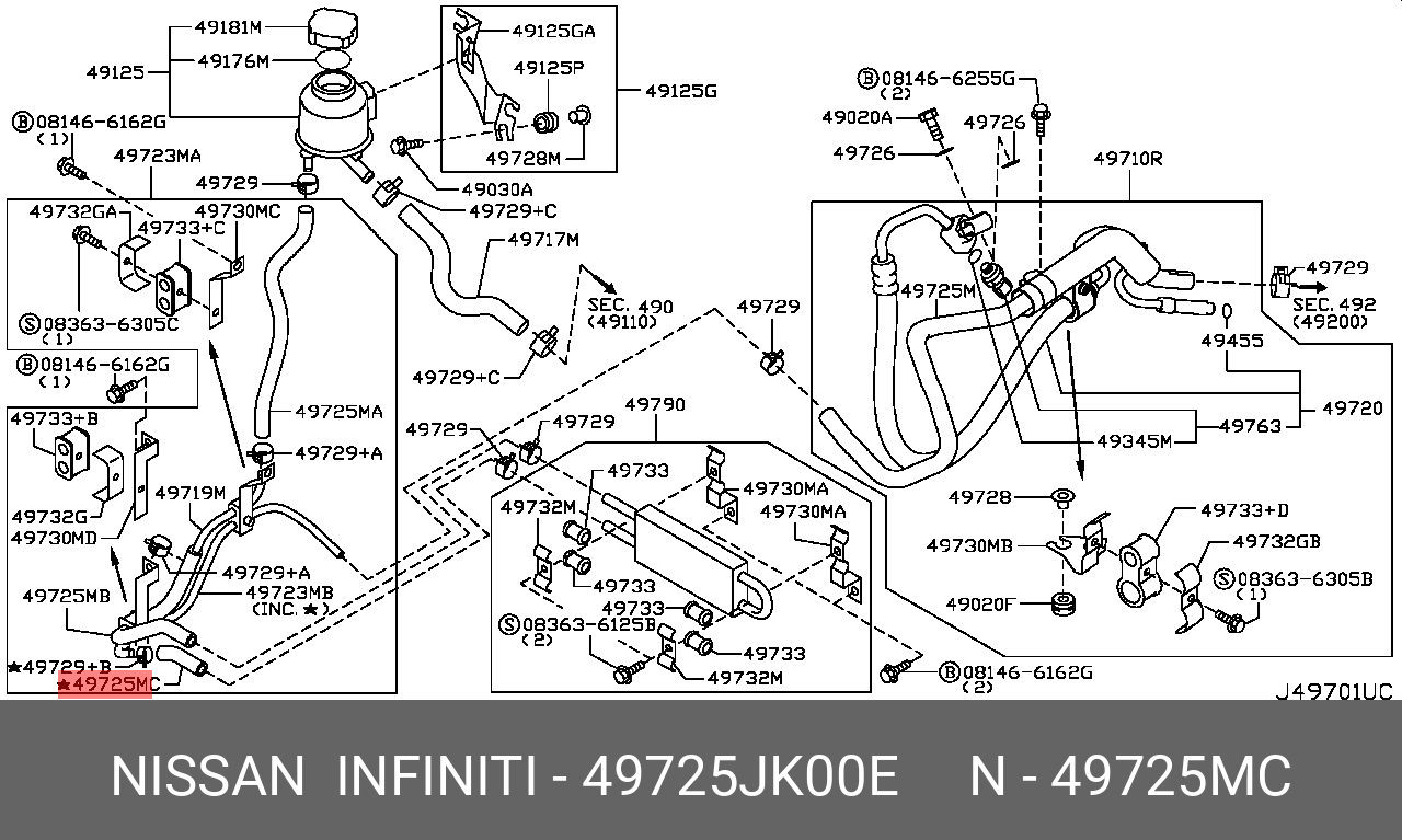 49725JK00E NISSAN Шланг гидроусилителя