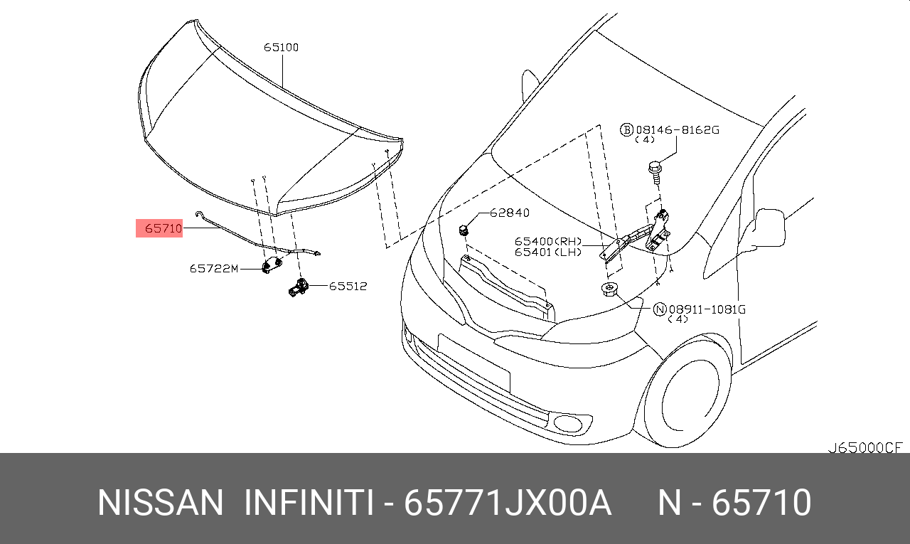 65771JX00A NISSAN ROD-HOOD SUPPORT