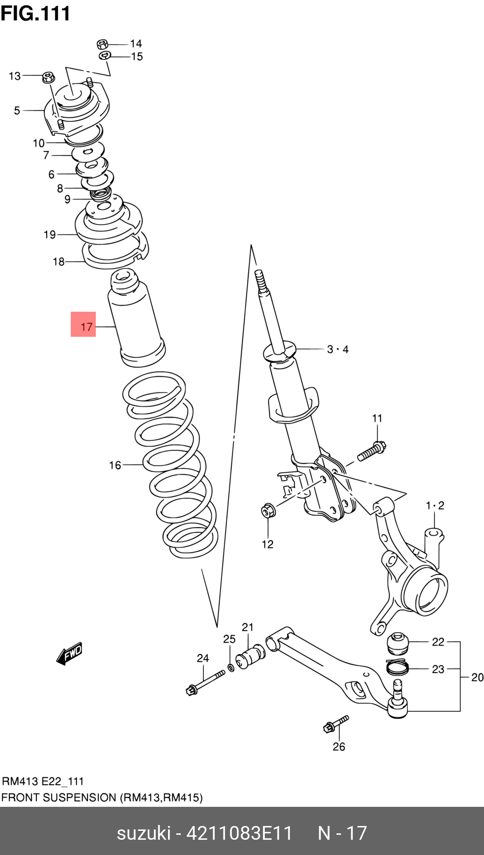 4211083E11 SUZUKI Пыльник амортизатора