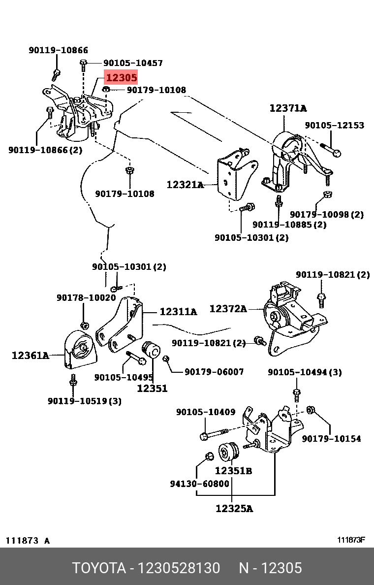 1230528130 TOYOTA ПОДУШКА ДВИГАТЕЛЯ