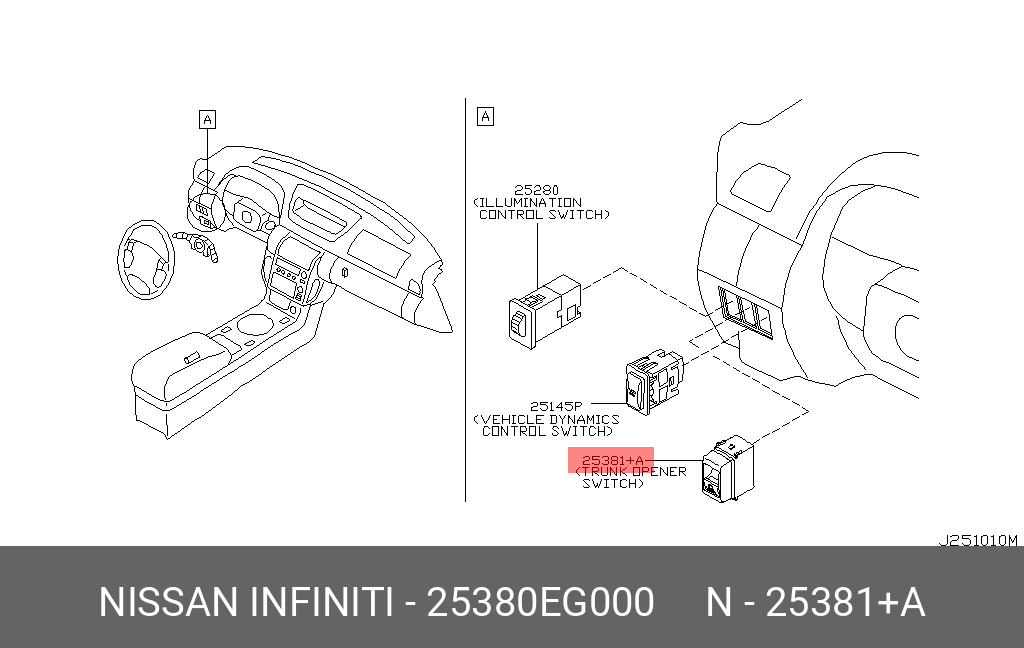 25380EG000 NISSAN КНОПКА БАГАЖНИКА