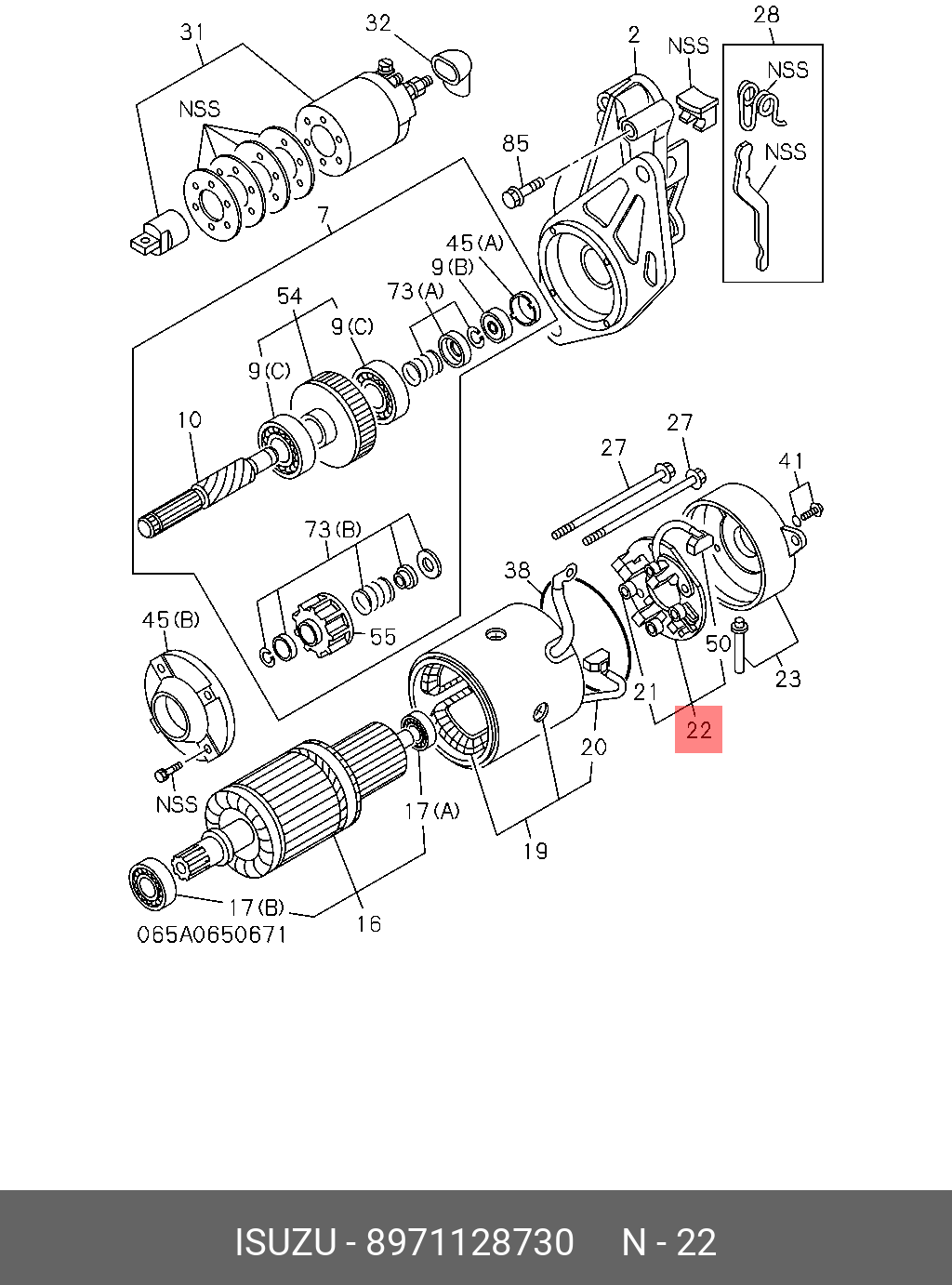 8971128730 ISUZU Щеткодержатель стартера