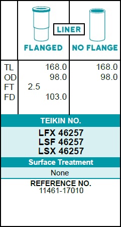 Гильза блока цилиндров (6шт. упак) TEIKIN LFX46257