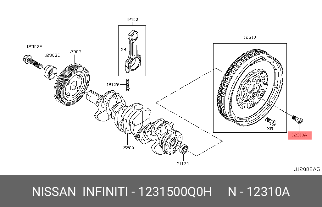 1231500Q0H NISSAN BOLT-FLYWHEEL