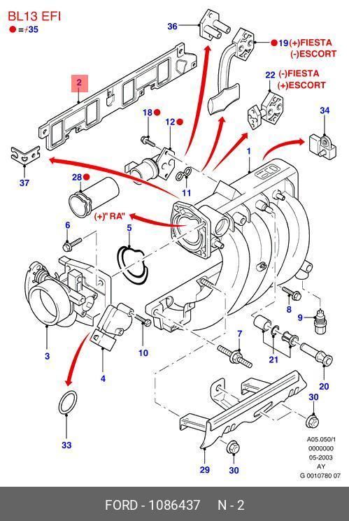1086437 FORD Прокладка, впускной коллектор