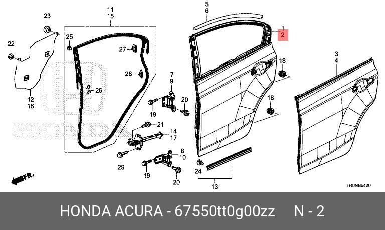 67550TT0G00ZZ HONDA Дверь задняя левая