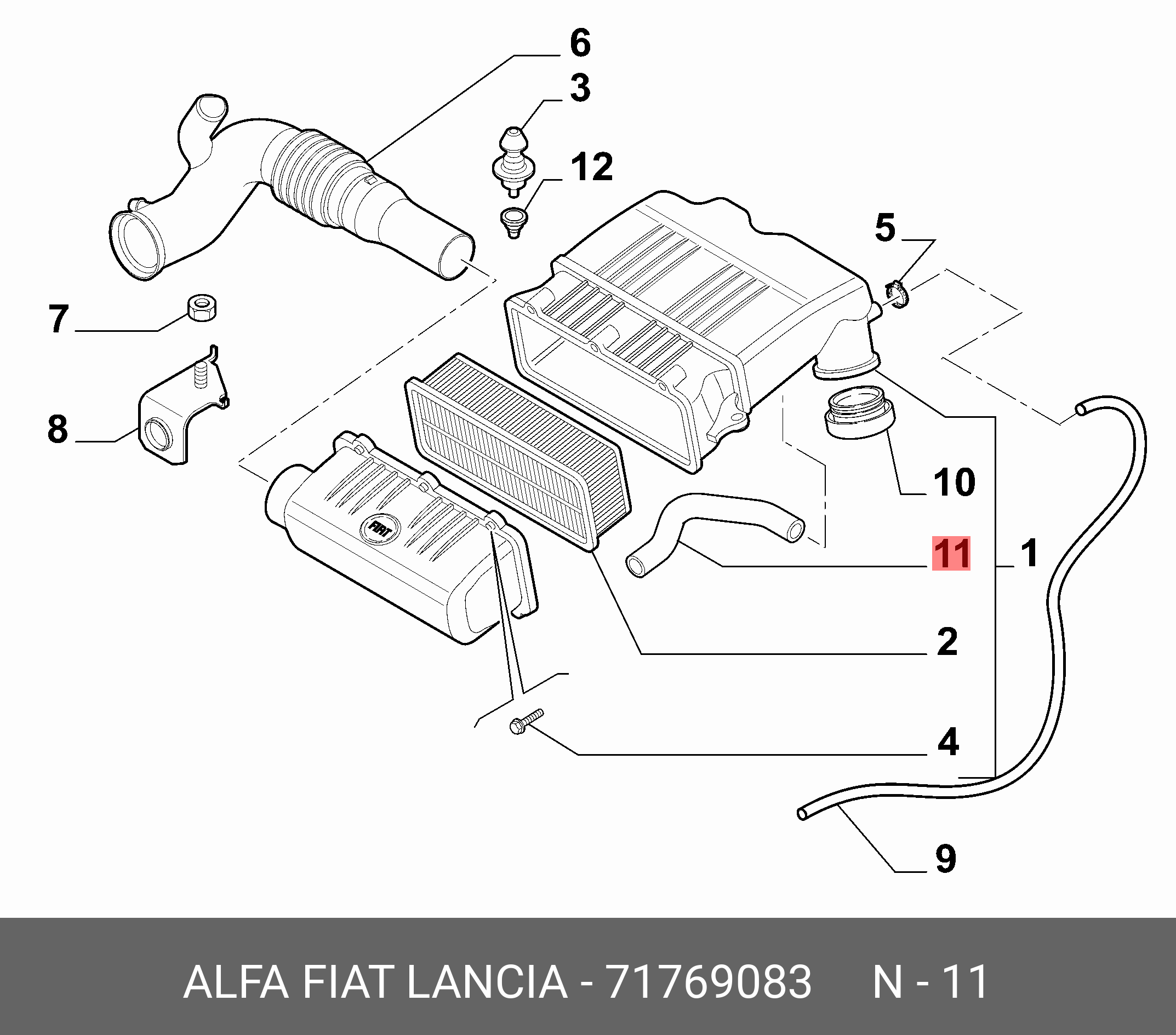 71769083 FIAT/ALFA/LANCIA патрубок вентиляции карт газов