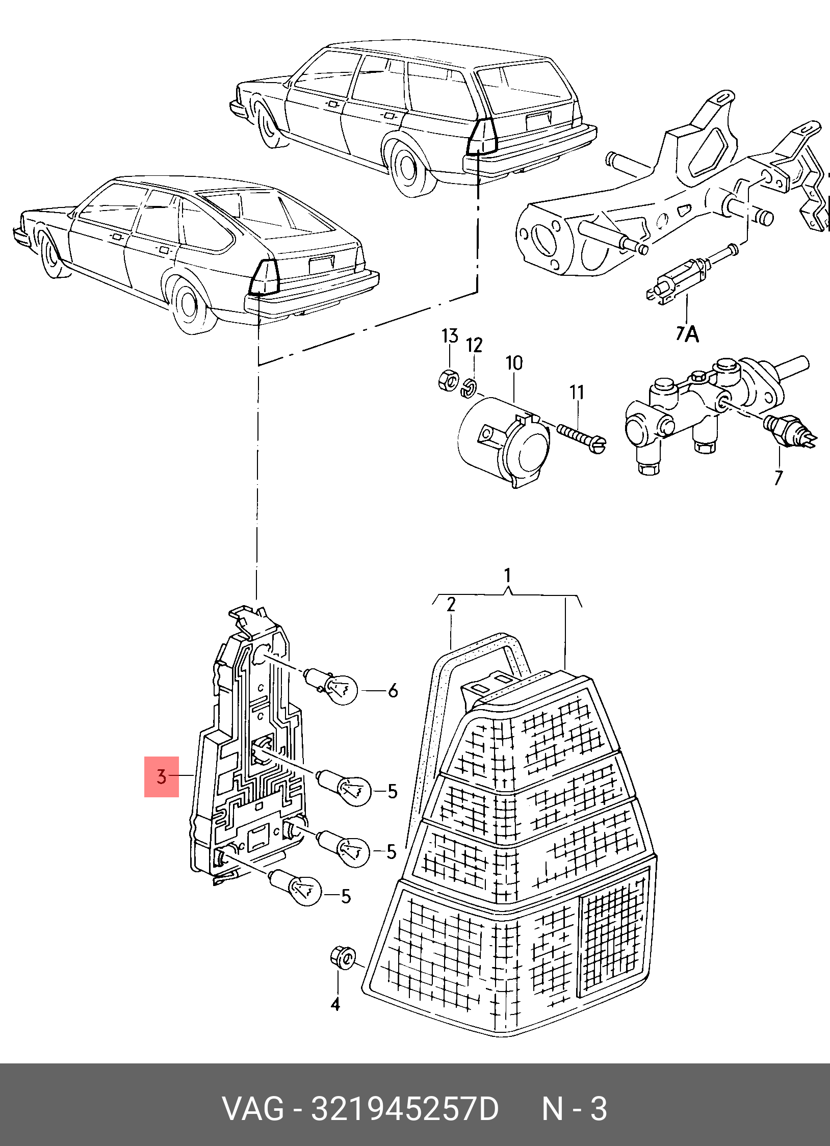 321945257D VAG Плата фонаря