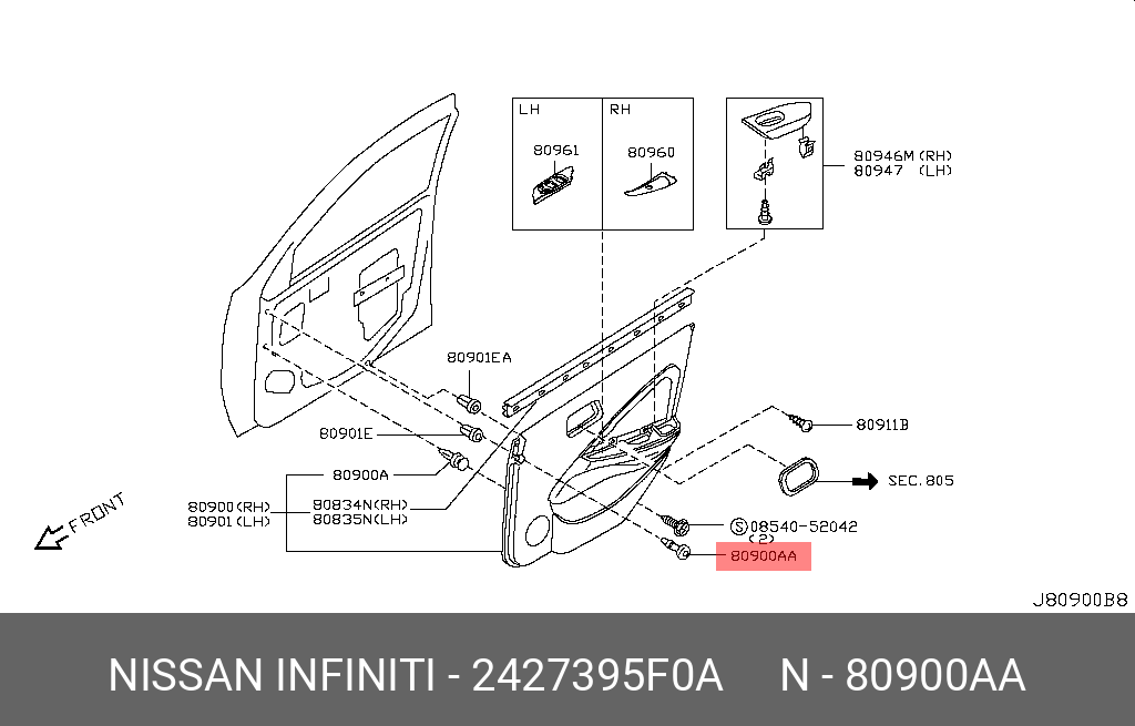 2427395F0A NISSAN ДЕРЖАТЕЛЬ, ПЛАСТМАСС