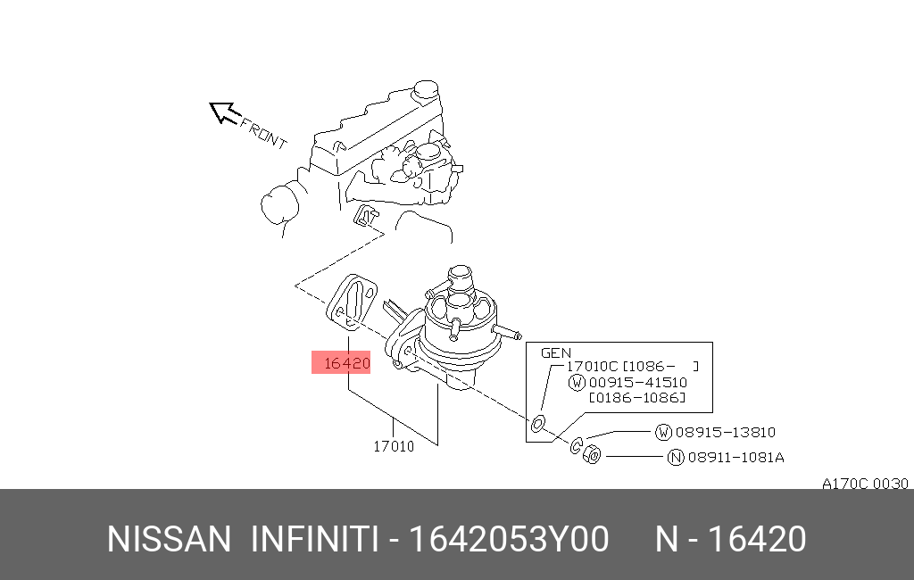 1642053Y00 NISSAN Топливный насос