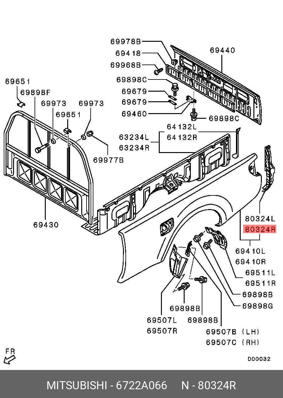6722A066 MITSUBISHI ПАНЕЛЬ ЗАДНЕГО ПРАВОГО ФОНАРЯ