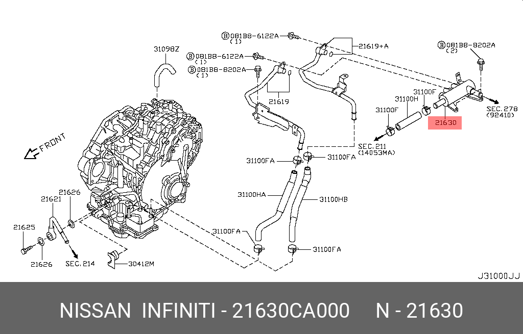21630CA000 NISSAN VALVE ASSY-OIL COOLER