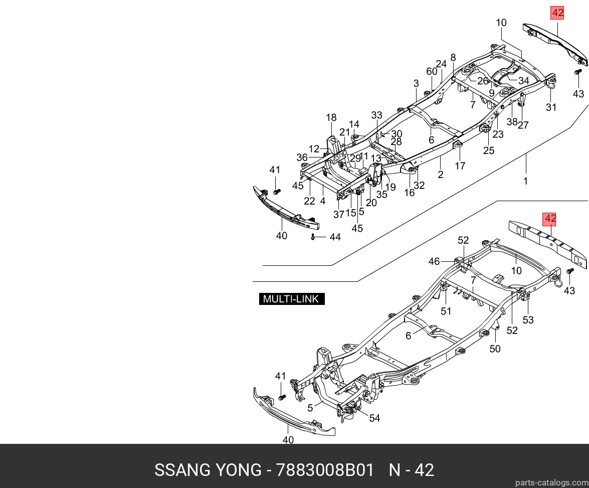 7883008B01 SSANG YONG Усилитель бампера переднего