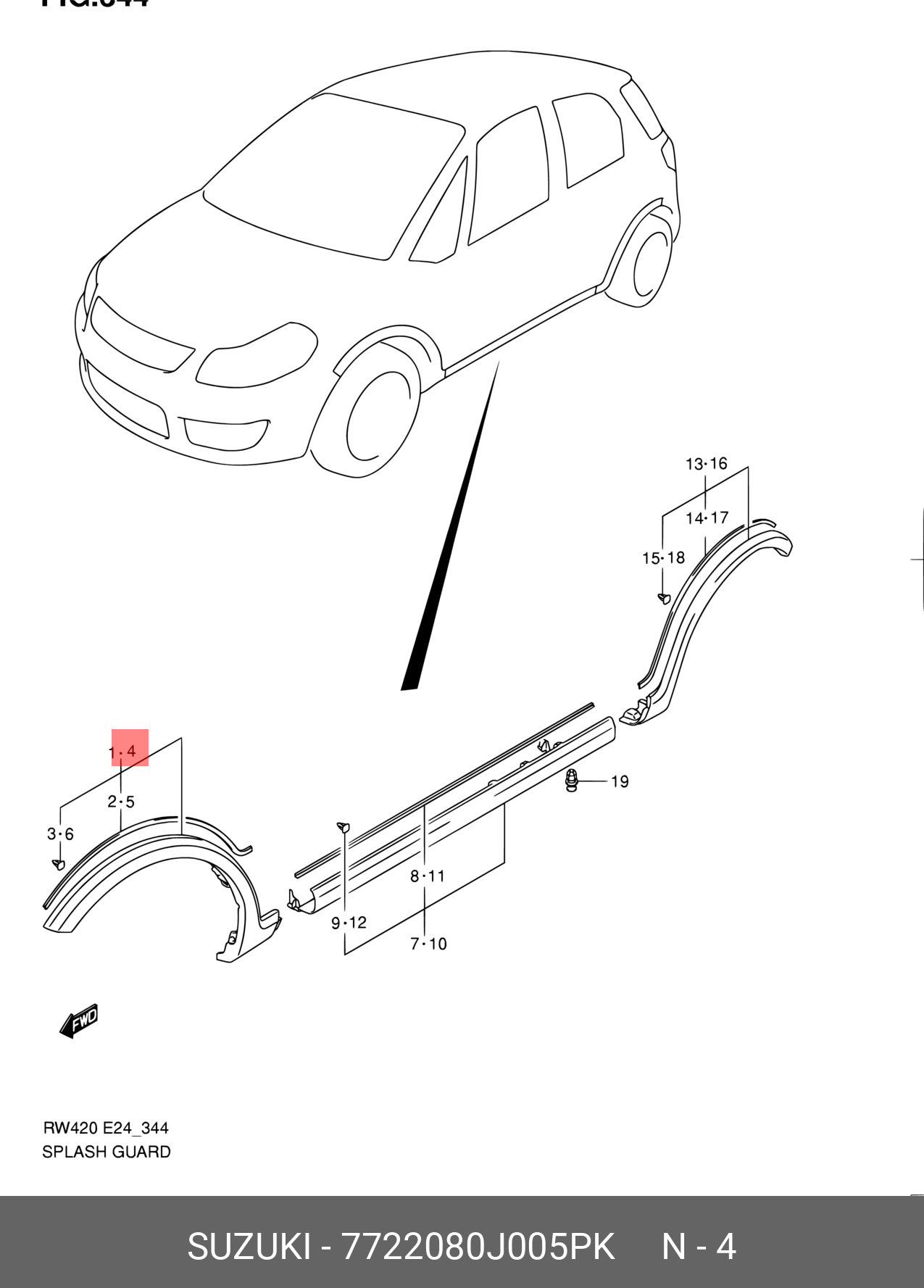 7722080J005PK SUZUKI РАСШИРИТЕЛЬ АРКИ КОЛЕСА К-Т (РАСШИРИТЕЛЬ ПЛАСТИКОВЫЙ  -1 ШТ.;УПЛОТНИТЕЛЬ РЕЗИНОВЫЙ- 1 ШТ.; ПИСТОН КРЕПЛЕНИЯ ПЛАСТИКОВЫЙ - 10 ШТ.)  купить в интернет-магазине AvtoTO