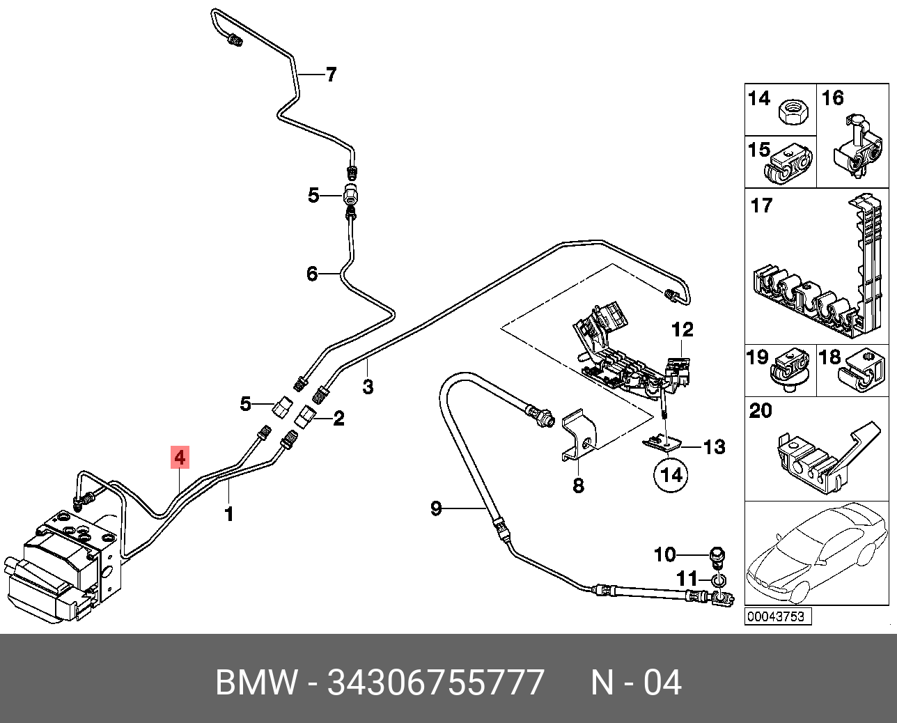 34306755777 BMW Трубопровод