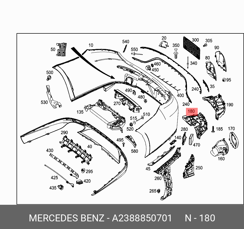 A2388850701 MERCEDES-BENZ СКОБА КРЕПЛЕНИЯ БАМПЕРА
