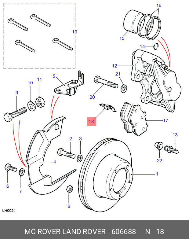 606688 LAND ROVER Комплектующие, колодки дискового тормоза