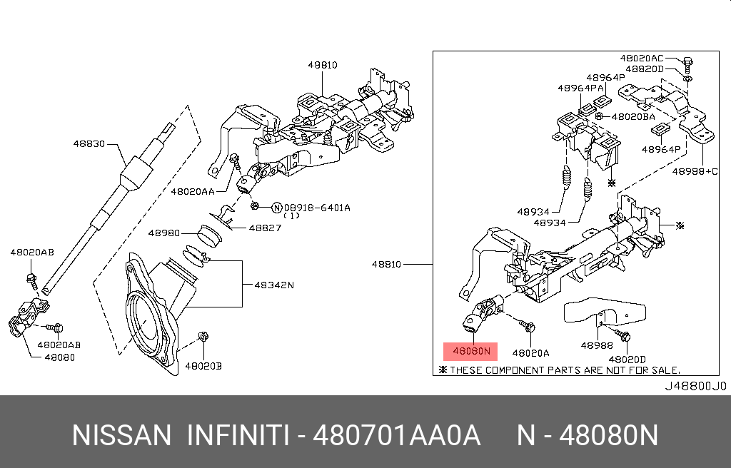 480701AA0A NISSAN КАРДАН РУЛЕВОГО ВАЛА