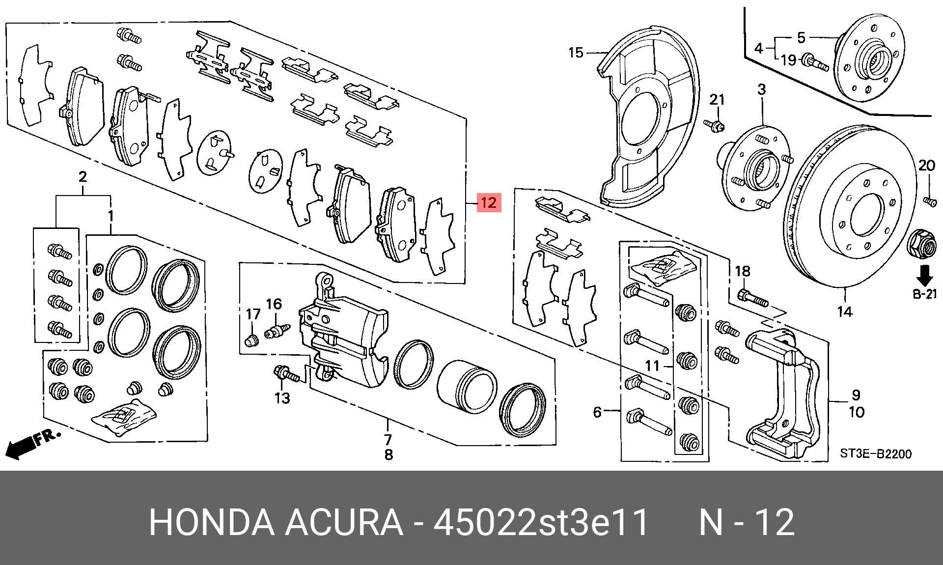 45022ST3E11 HONDA Тормозные колодки