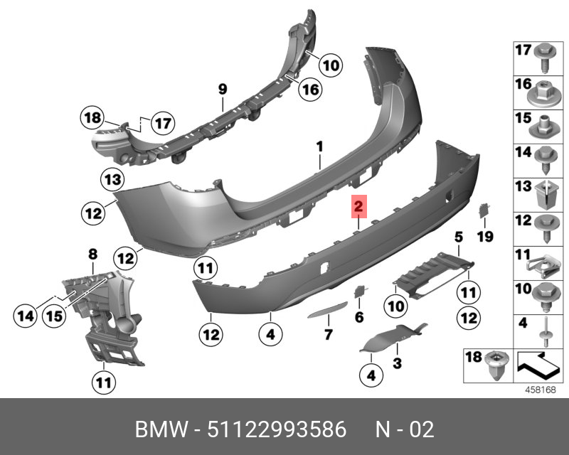 51122993586 BMW Облицовка бампера Зд Нж
