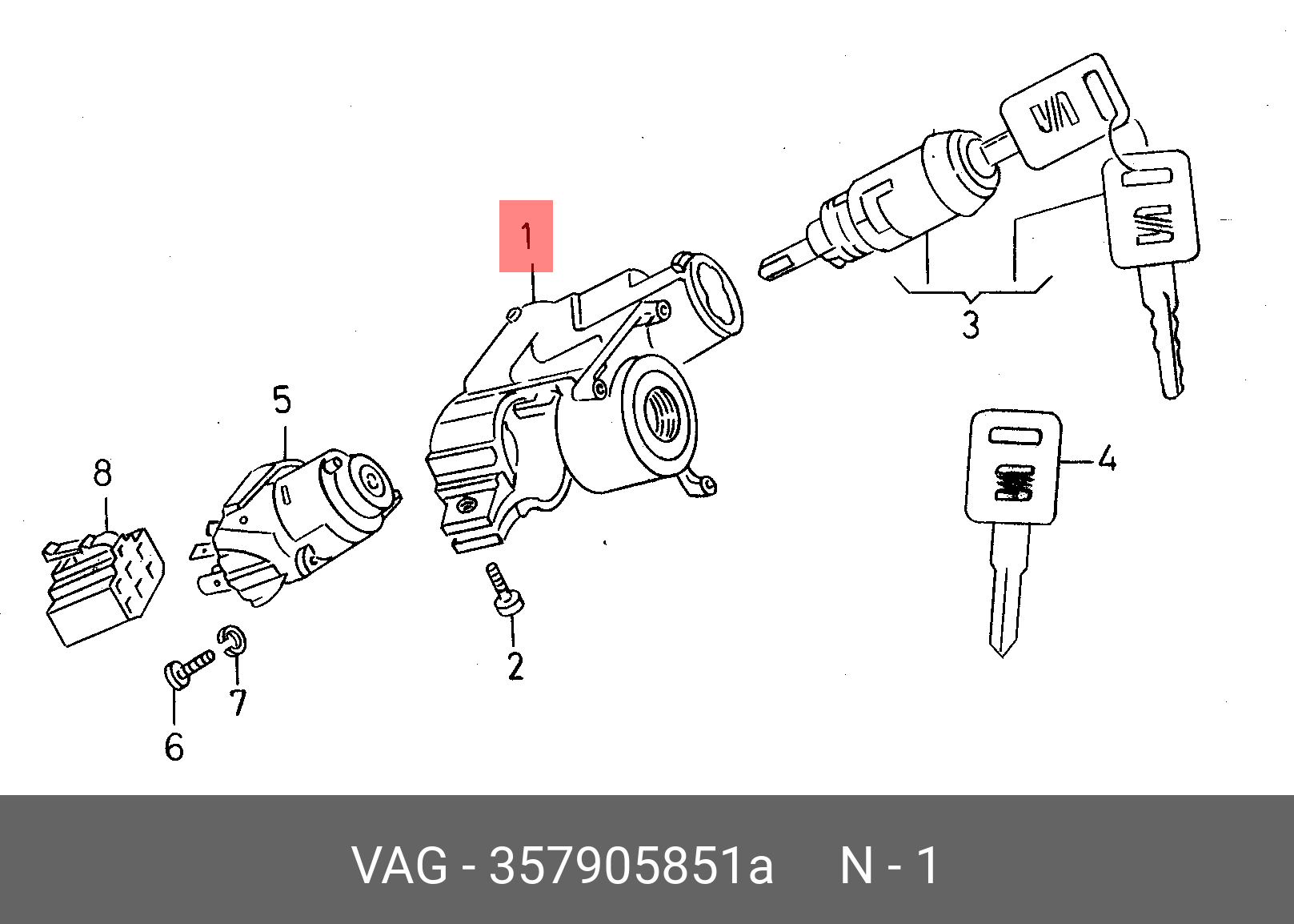 357905851A VAG Замок зажигания
