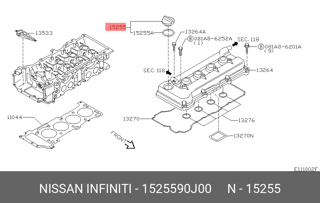 1525590J00 NISSAN КРЫШКА МАСЛОЗАЛИВНОЙ ГОРЛОВИНЫ