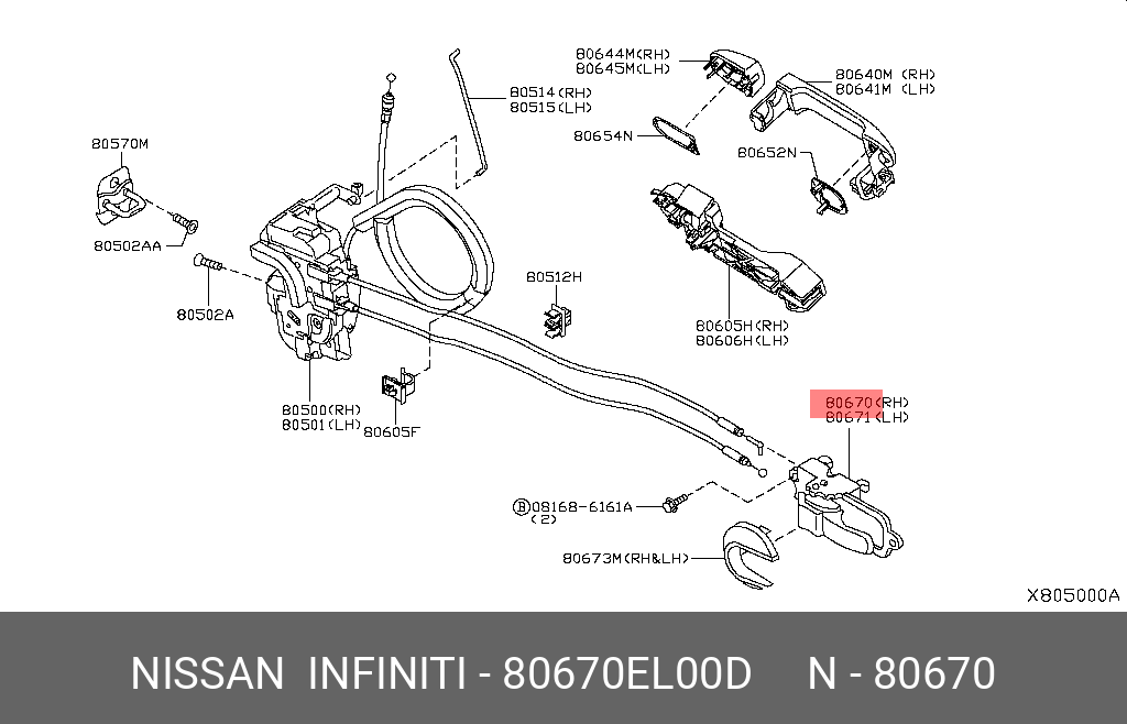 80670EL00D NISSAN РУЧКА ДВЕРИ