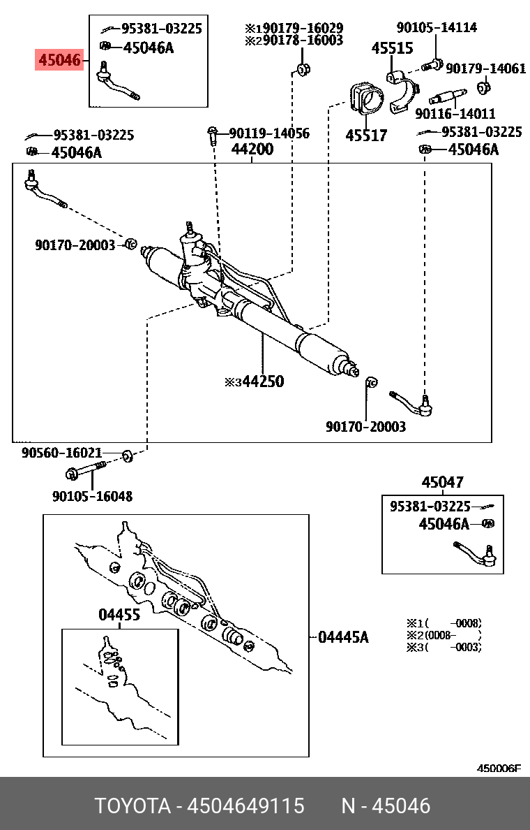 4504649115 TOYOTA наконечник рулев.прав. Toyota Corolla Verso CDE120/ZZE12# 01>