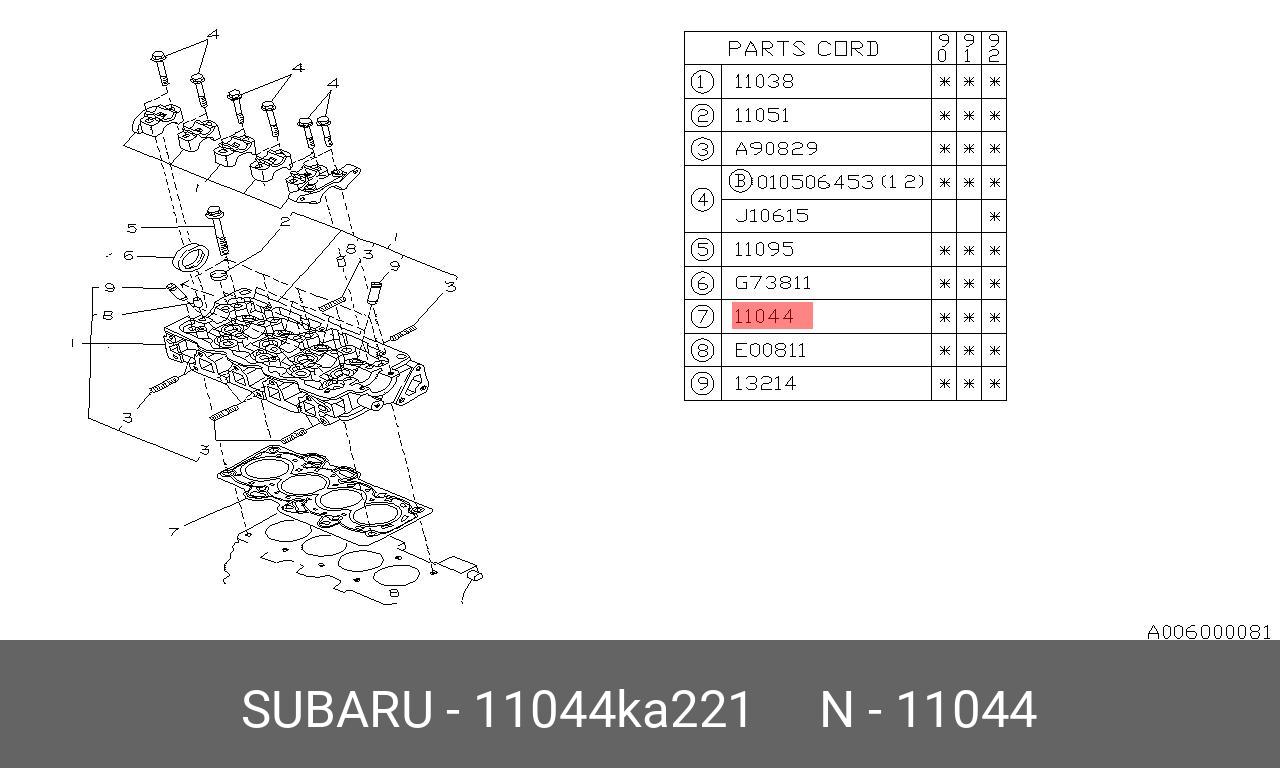 11044KA221 SUBARU ПРОКЛАДКА ГБЦ МЕТАЛЛИЧЕСКАЯ МНОГОСЛОЙНАЯ