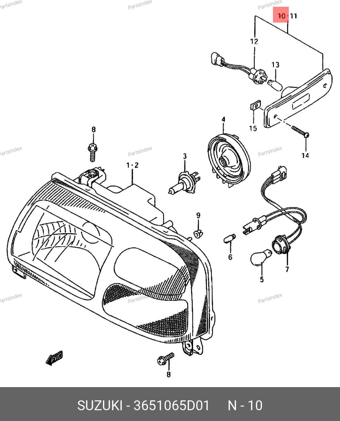 3651065D01 SUZUKI Повторитель поворота  прав