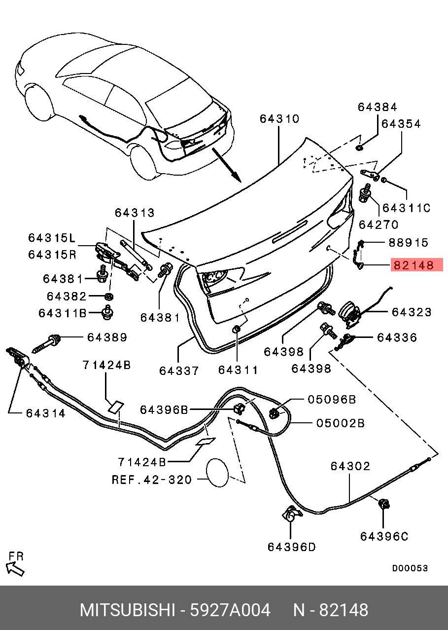 5927A004 MITSUBISHI КНОПКА ОТКРЫВАНИЯ БАГАЖНИКА