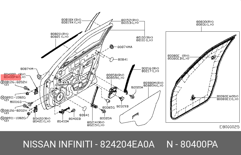 824204EA0A NISSAN ПЕТЛЯ ДВЕРИ