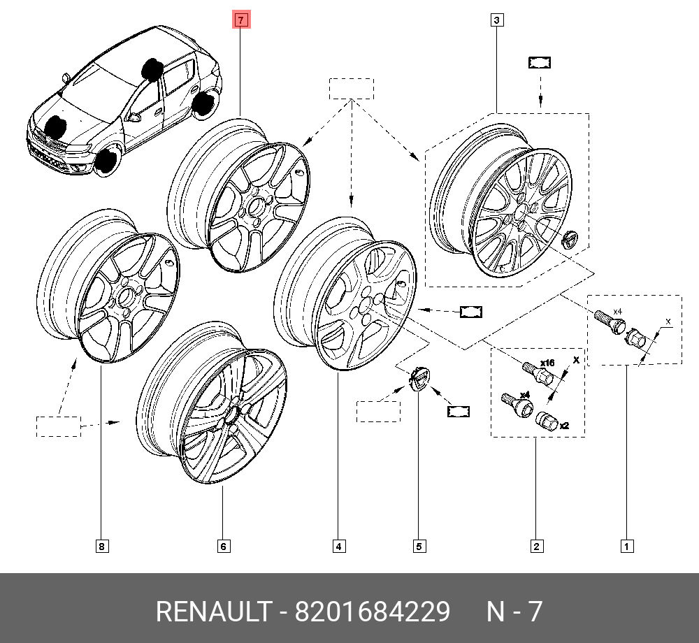 8201684229 RENAULT WHEEL 6 X J 16 4 4