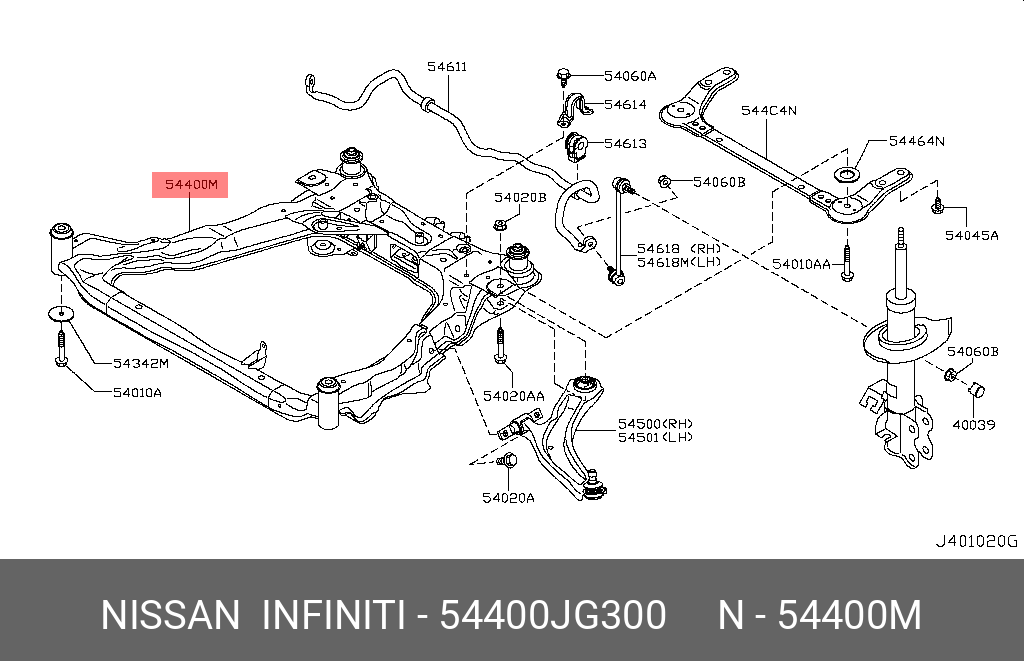 54400JG300 NISSAN Подрамник передней подвески