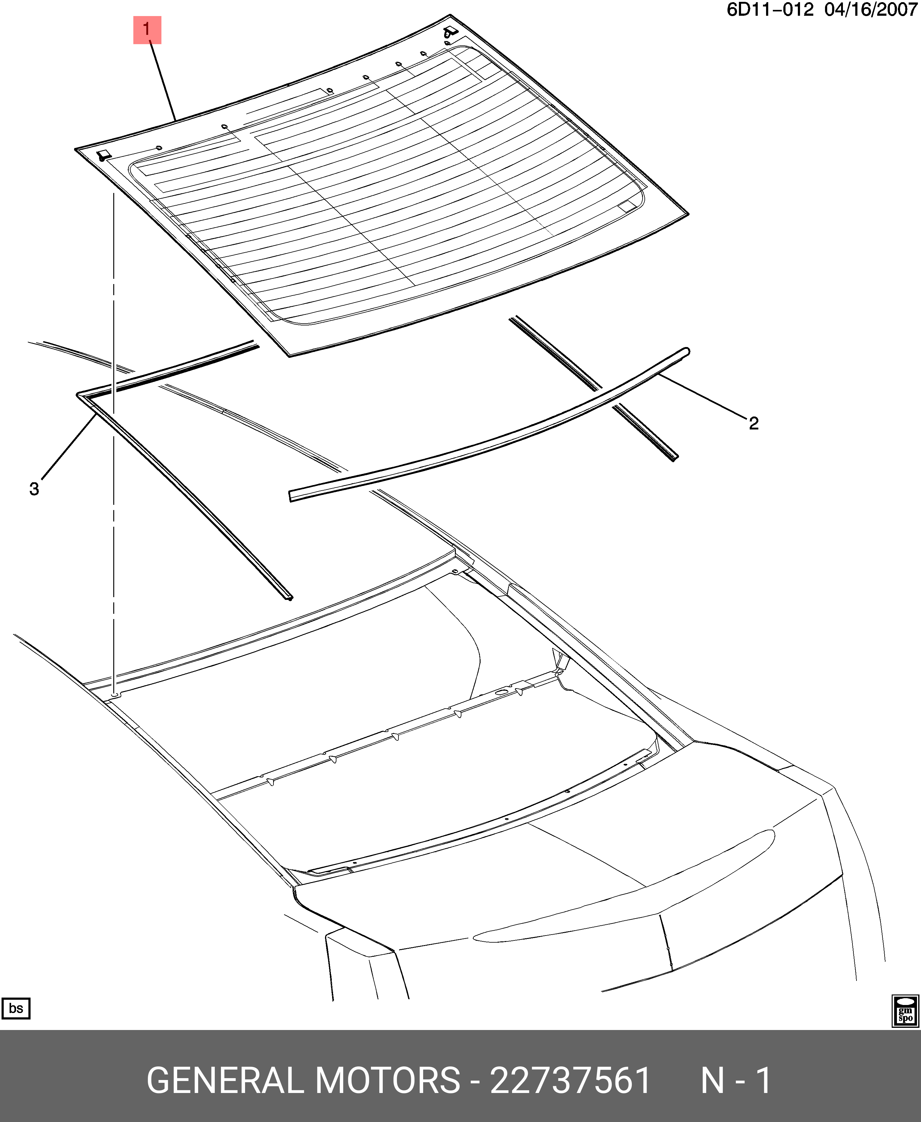 22737561 GENERAL MOTORS ЗАДНЕЕ СТЕКЛО