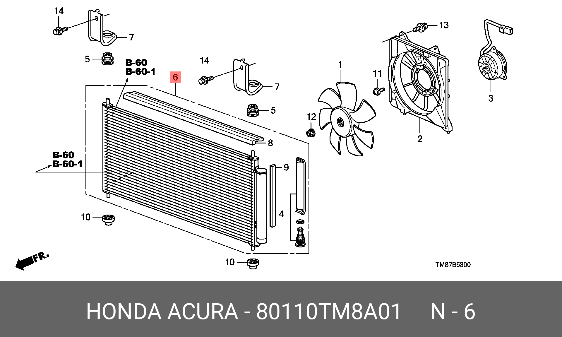 80110TM8A01 HONDA Конденсатор